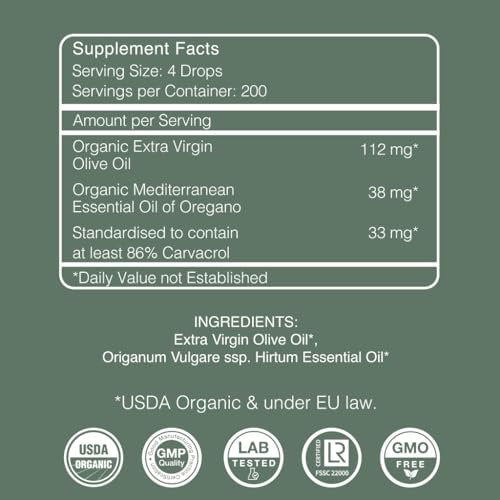 AROMAVITA Oregano Öl Tropfen 86–90 % Carvacrol – USDA Bio Liquid Oregano Öl – Flexible Dosierung – Immun- & Verdauungsunterstützung – Griechischer Oregano – 30 ml (1 fl.oz)