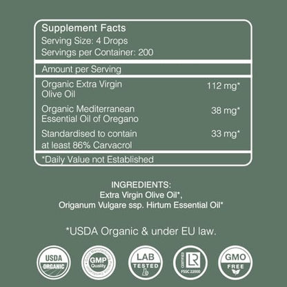 AROMAVITA Oregano Öl Tropfen 86–90 % Carvacrol – USDA Bio Liquid Oregano Öl – Flexible Dosierung – Immun- & Verdauungsunterstützung – Griechischer Oregano – 30 ml (1 fl.oz)