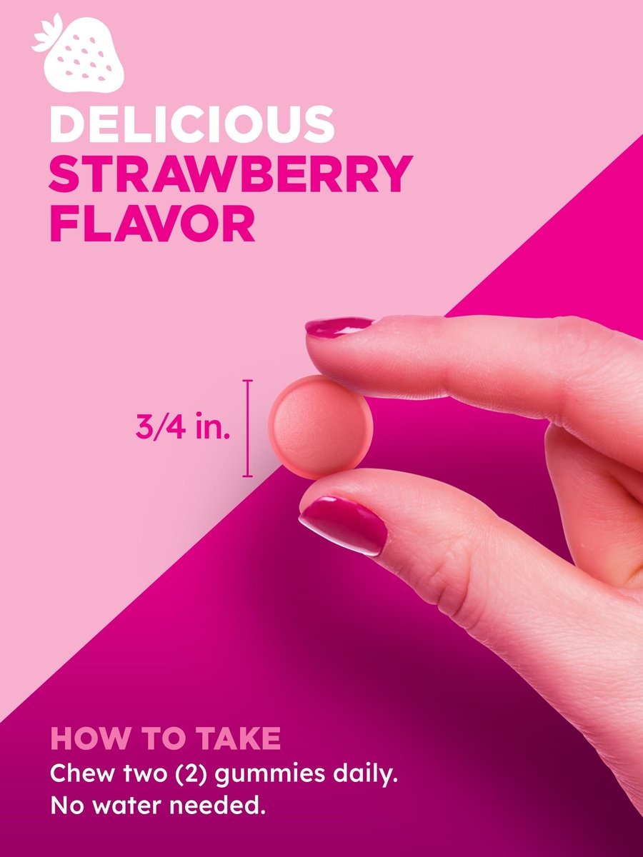 PINK Hair Skin Nails Gummies mit 2.500 mcg Biotin – 60 Stück – Erdbeergeschmack – Nicht-GMO & Glutenfrei – Vitamine für Frauen