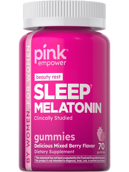 PINK Melatonin Gummies 10 mg | Maximale Stärke | Geschmack gemischte Beeren | Vegan, Nicht-GVO & Glutenfrei