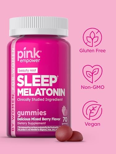 PINK Melatonin Gummies 10 mg | Maximale Stärke | Geschmack gemischte Beeren | Vegan, Nicht-GVO & Glutenfrei
