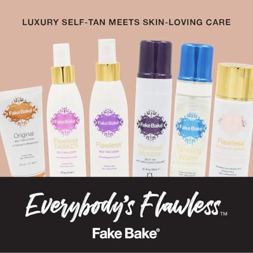 Fake Bake Flawless Self Tanning Mousse – Streak-freie, langanhaltende natürliche Bräune für alle Hauttöne, inkl. Applikator-Handschuh, Schwarzer Kokosnuss-Duft, 200 ml