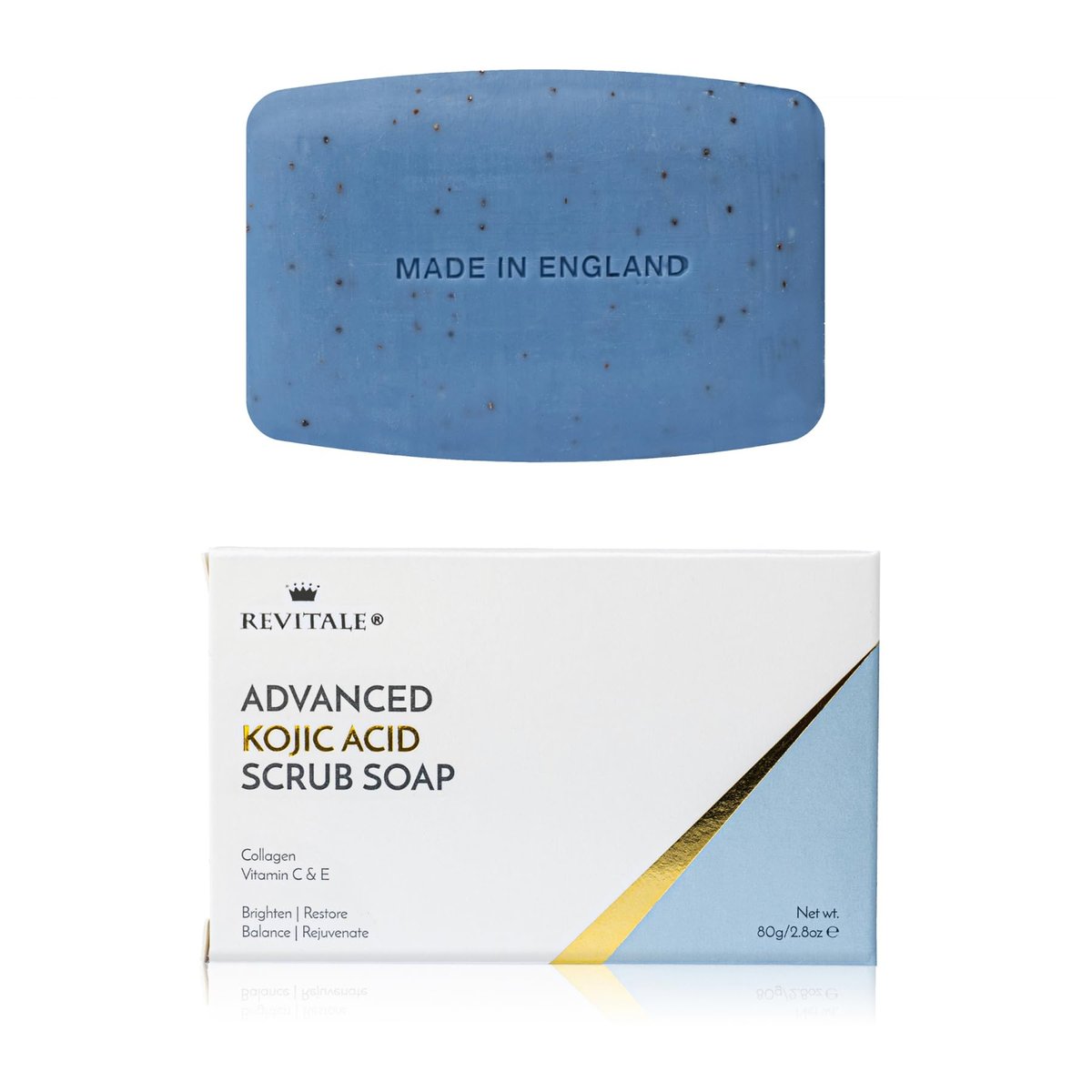 REVITALE Advanced Kojic Acid Brightening Scrub Seife – Wiederherstellender & Ausgleichender Reinigungsriegel für einen Strahlenden, Erholten Look