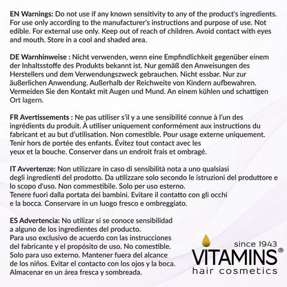 VITAMINS hair cosmetics Keratin Purple Haarmaske – Blau Haarmaske Tiefenpflege für blondes, silbernes, weißes, graues & braunes Haar – Neutralisiert Gelbstich