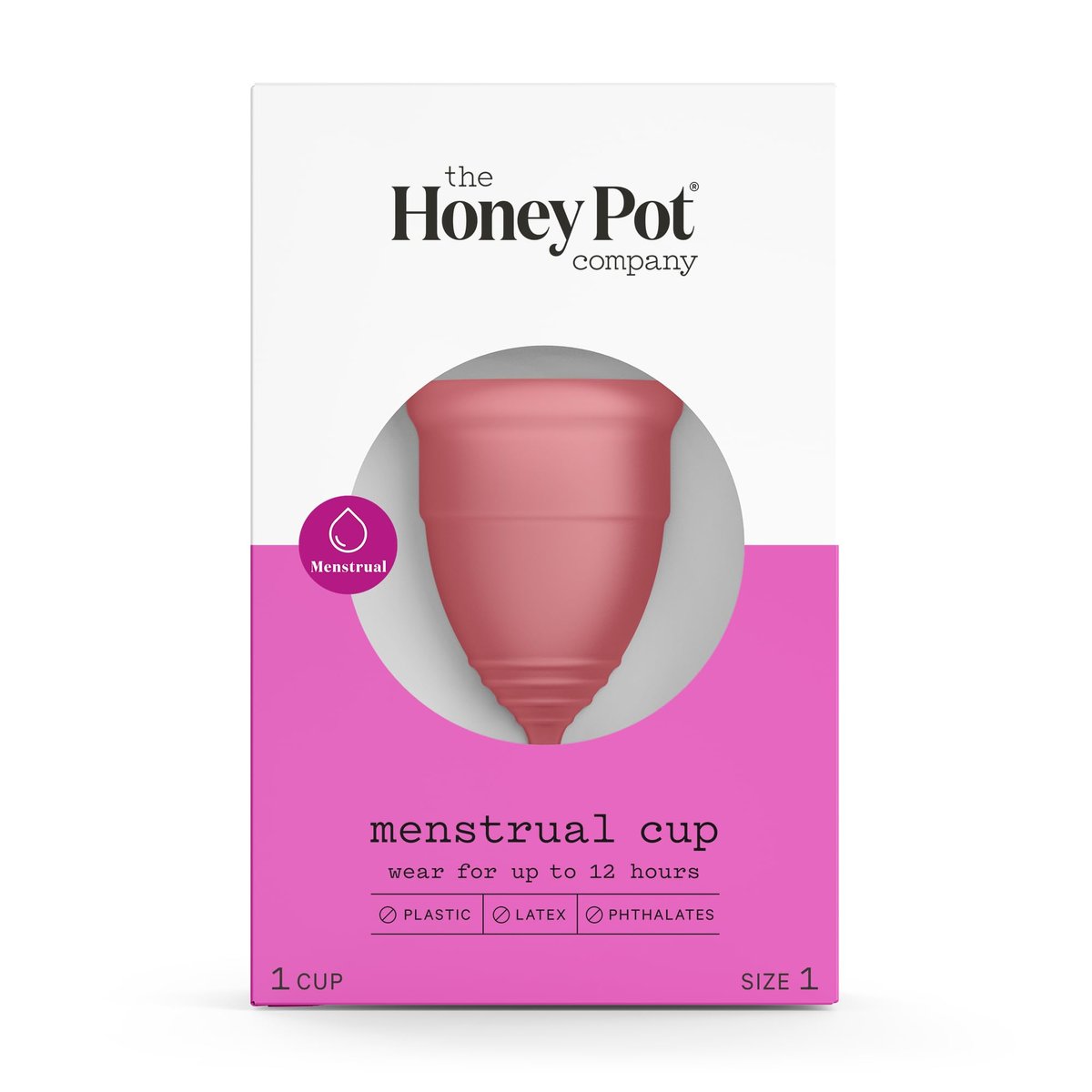 The Honey Pot Company Menstruationsbecher – 12 Stunden wiederverwendbarer Schutz für die Periode – Natürliche Damenhygiene – Größe 1