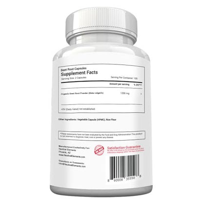Rote Bete Kapseln - 1200 mg pro Portion - 200 Kapseln - Rote Bete Pulver zur Unterstützung von Blutdruck, sportlicher Leistung, Verdauung und Immunsystem (rein, nicht gentechnisch verändert & glutenfrei)