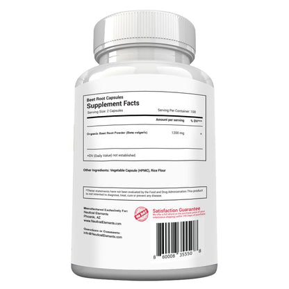 Rote Bete Kapseln - 1200 mg pro Portion - 200 Kapseln - Rote Bete Pulver zur Unterstützung von Blutdruck, sportlicher Leistung, Verdauung und Immunsystem (rein, nicht gentechnisch verändert & glutenfrei)