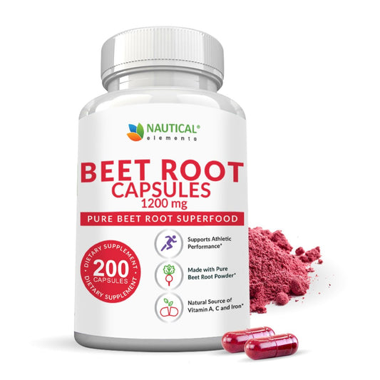 Rote Bete Kapseln - 1200 mg pro Portion - 200 Kapseln - Rote Bete Pulver zur Unterstützung von Blutdruck, sportlicher Leistung, Verdauung und Immunsystem (rein, nicht gentechnisch verändert & glutenfrei)