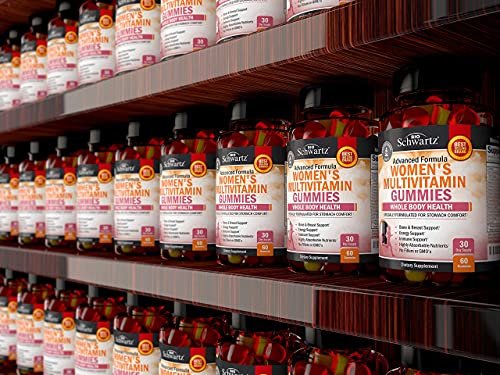 BioSchwartz Multivitamin Gummis für Frauen mit Vitamin A, C, B6, B12, D & E – Immununterstützung, gemischter Beerengeschmack, 60 Stück