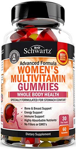 BioSchwartz Multivitamin Gummis für Frauen mit Vitamin A, C, B6, B12, D & E – Immununterstützung, gemischter Beerengeschmack, 60 Stück