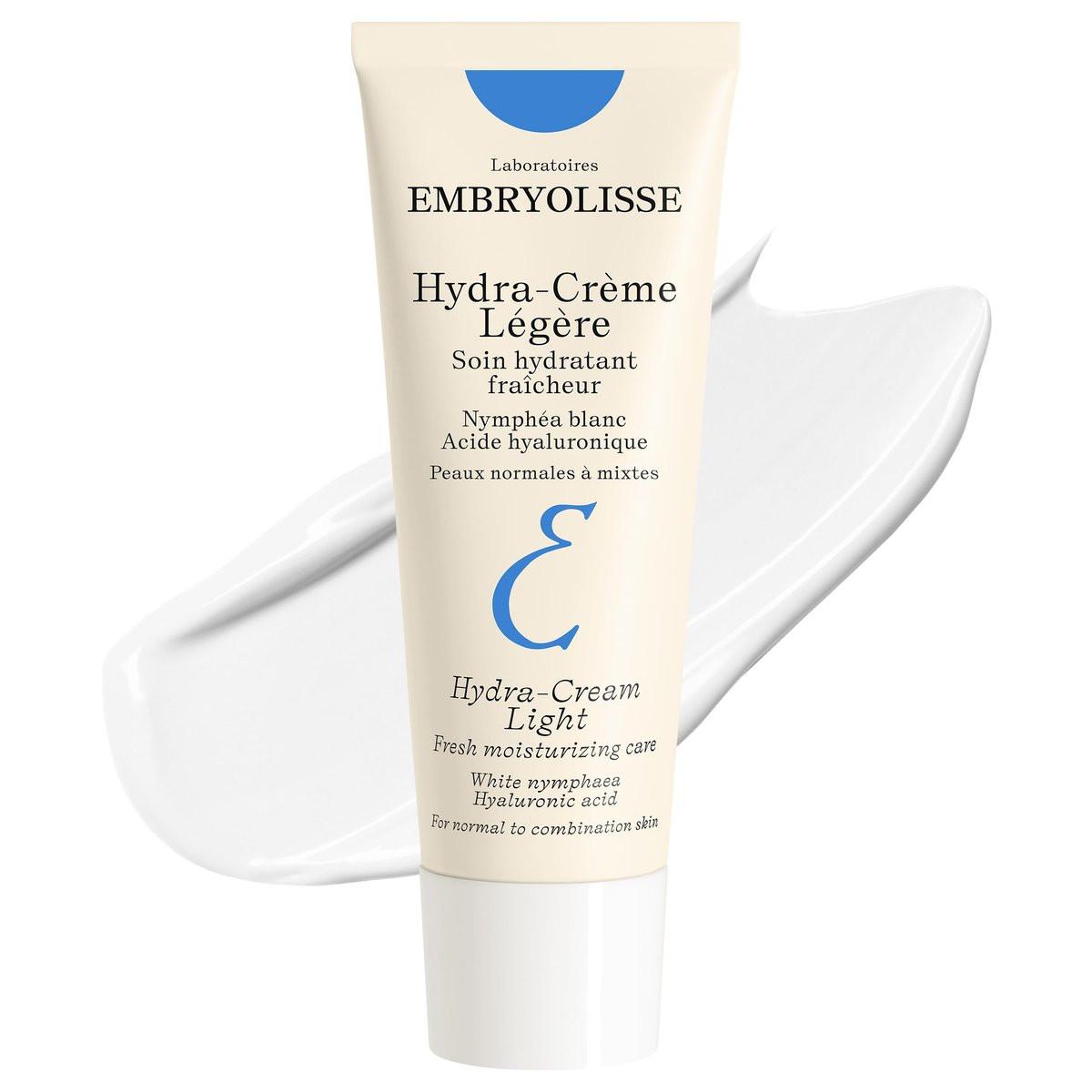 Embryolisse Hydra-Cream Light Feuchtigkeitscreme, erfrischende Gel-Creme mit Hyaluronsäure & weißen Seerosen-Extrakt, für normale bis Mischhaut, 40 ml