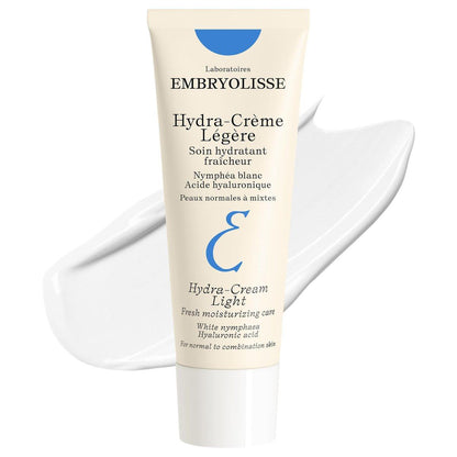 Embryolisse Hydra-Cream Light Feuchtigkeitscreme, erfrischende Gel-Creme mit Hyaluronsäure & weißen Seerosen-Extrakt, für normale bis Mischhaut, 40 ml