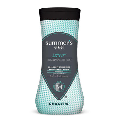 Summer's Eve Active Daily Performance Feminine Wash, pH-ausgeglichene Körperwäsche für Frauen, entfernt vaginalen Geruch mit Eukalyptus- und Pfefferminzduft, 355 ml