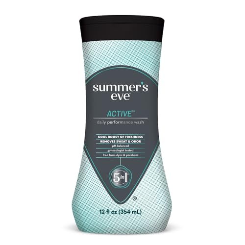 Summer's Eve Active Daily Performance Feminine Wash, pH-ausgeglichene Körperwäsche für Frauen, entfernt vaginalen Geruch mit Eukalyptus- und Pfefferminzduft, 355 ml