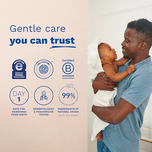 Mustela Stelatopia Reinigungsgel für zu Ekzemen neigende Haut - Baby Gesichts- & Körperwaschgel mit natürlichem Avocado- & Sonnenblumenöl - Duftfrei & Tränenfrei - 200 ml