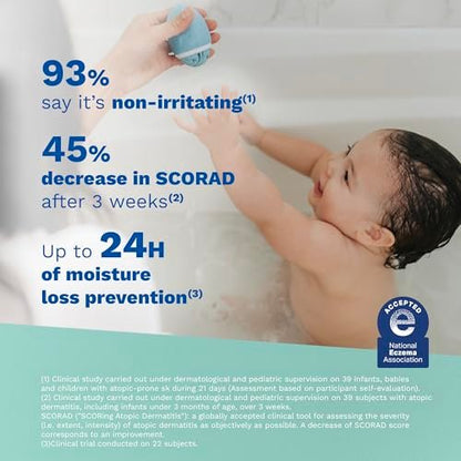 Mustela Stelatopia Reinigungsgel für zu Ekzemen neigende Haut - Baby Gesichts- & Körperwaschgel mit natürlichem Avocado- & Sonnenblumenöl - Duftfrei & Tränenfrei - 200 ml