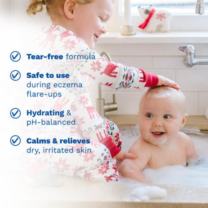 Mustela Stelatopia Reinigungsgel für zu Ekzemen neigende Haut - Baby Gesichts- & Körperwaschgel mit natürlichem Avocado- & Sonnenblumenöl - Duftfrei & Tränenfrei - 200 ml