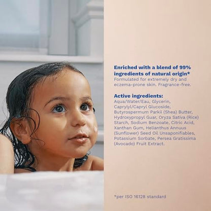Mustela Stelatopia Reinigungsgel für zu Ekzemen neigende Haut - Baby Gesichts- & Körperwaschgel mit natürlichem Avocado- & Sonnenblumenöl - Duftfrei & Tränenfrei - 200 ml