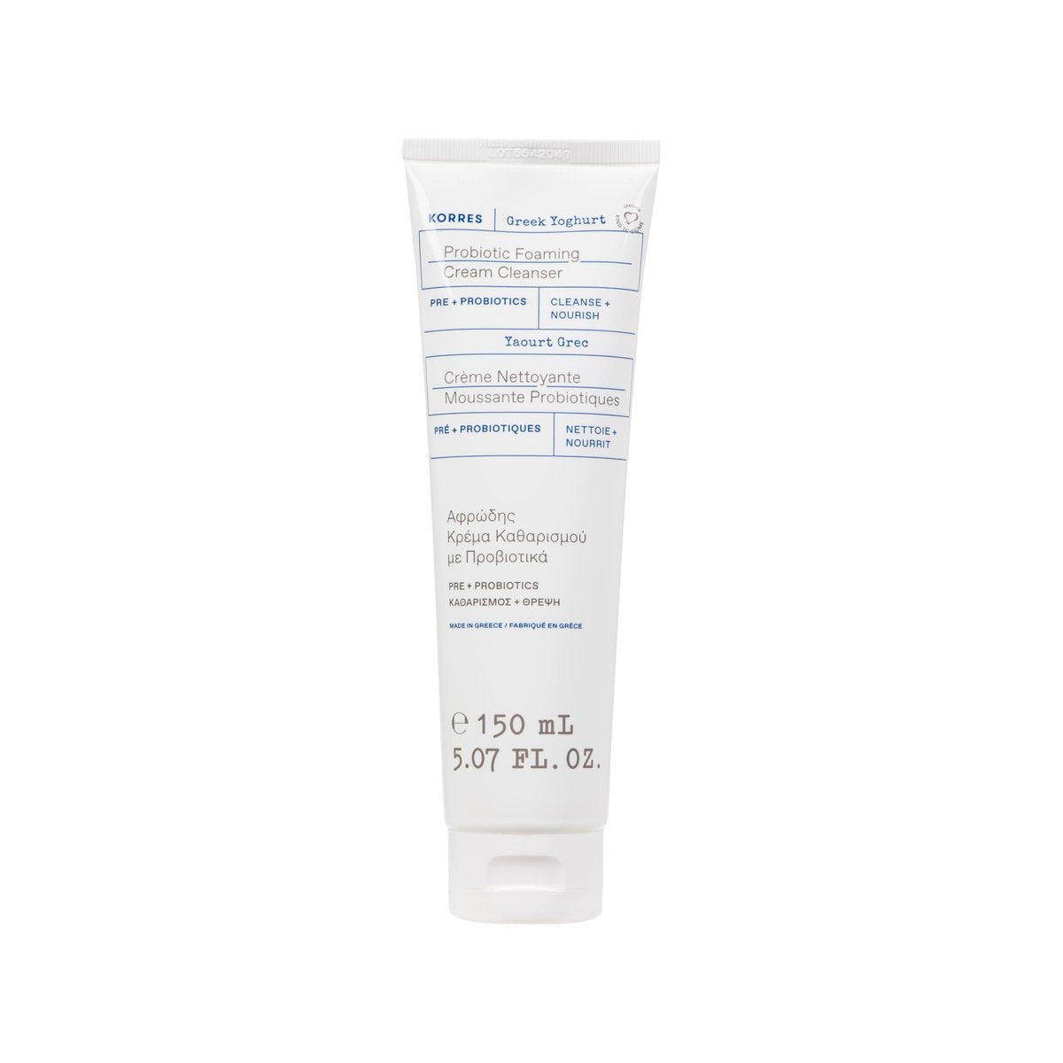 KORRES Griechischer Joghurt Schaumreiniger, Feuchtigkeitsspendend, Tiefenreinigung, Make-up Entferner, Gesichtsreinigung für Frauen, Creme-zu-Schaum Gesichtsreiniger für trockene, ölige, empfindliche, jeden Hauttyp, 150 ml