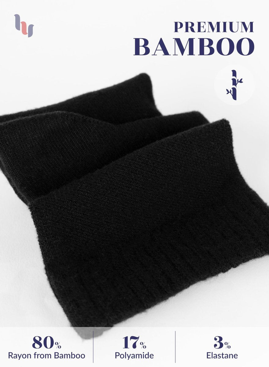 Hugh Ugoli Damen Rayon Knöchel Locker Sitzende Diabetikersocken, Weich, Nahtlose Zehe, Breit Dehnbar, Nicht Bindendes Bündchen, 3 Paar, Schwarz, Schuhgröße: 10-12