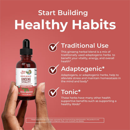 MARYRUTH'S Organics Kräuterergänzung für Gehirnfunktion | Energie | Gedächtnis | Vitalität USDA | Ginseng mit Ashwagandha | Eleuthero und Maca-Wurzelextrakt | 30 ml