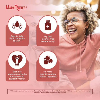 MARYRUTH'S Organics Kräuterergänzung für Gehirnfunktion | Energie | Gedächtnis | Vitalität USDA | Ginseng mit Ashwagandha | Eleuthero und Maca-Wurzelextrakt | 30 ml
