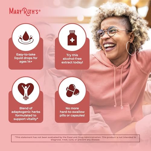 MARYRUTH'S Organics Kräuterergänzung für Gehirnfunktion | Energie | Gedächtnis | Vitalität USDA | Ginseng mit Ashwagandha | Eleuthero und Maca-Wurzelextrakt | 30 ml