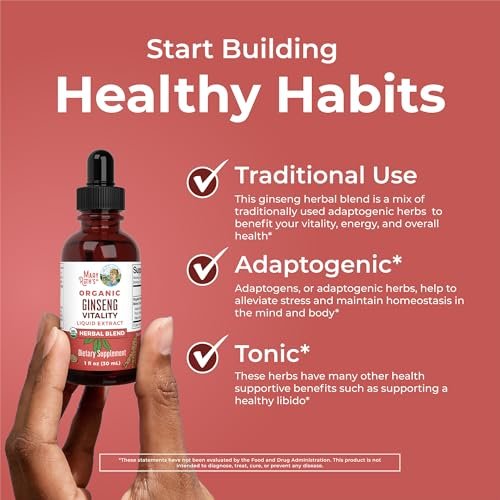 MARYRUTH'S Organics Kräuterergänzung für Gehirnfunktion | Energie | Gedächtnis | Vitalität USDA | Ginseng mit Ashwagandha | Eleuthero und Maca-Wurzelextrakt | 30 ml