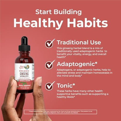 MARYRUTH'S Organics Kräuterergänzung für Gehirnfunktion | Energie | Gedächtnis | Vitalität USDA | Ginseng mit Ashwagandha | Eleuthero und Maca-Wurzelextrakt | 30 ml