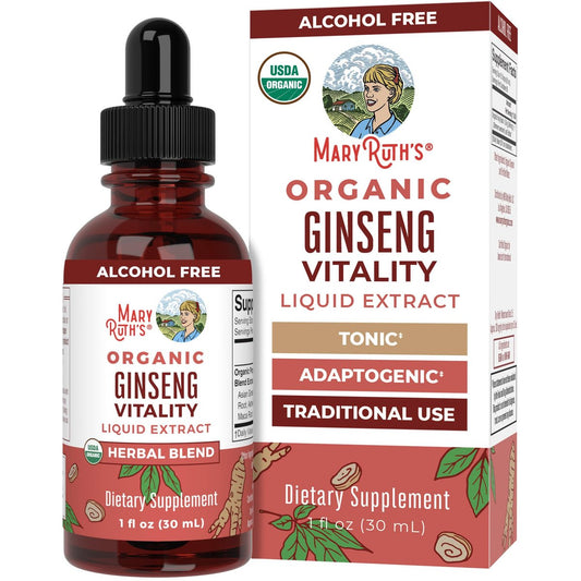 MARYRUTH'S Organics Kräuterergänzung für Gehirnfunktion | Energie | Gedächtnis | Vitalität USDA | Ginseng mit Ashwagandha | Eleuthero und Maca-Wurzelextrakt | 30 ml