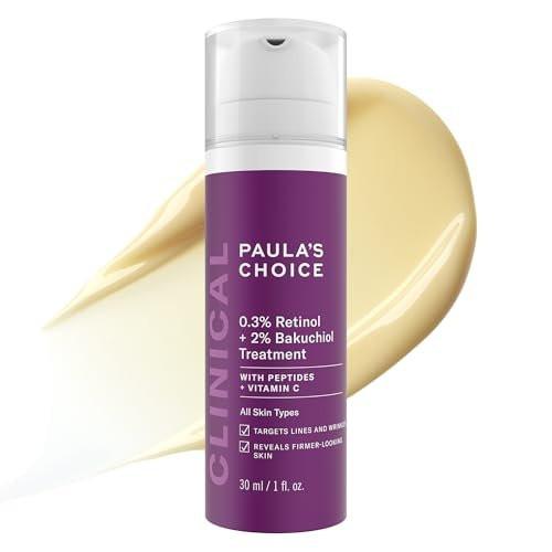 Paula's Choice CLINICAL 0,3% Retinol + 2% Bakuchiol Gesichtsserum – Anti-Aging Serum mit Ceramiden, Hyaluronsäure, Vitamin C & E gegen tiefe Falten – 30 ml