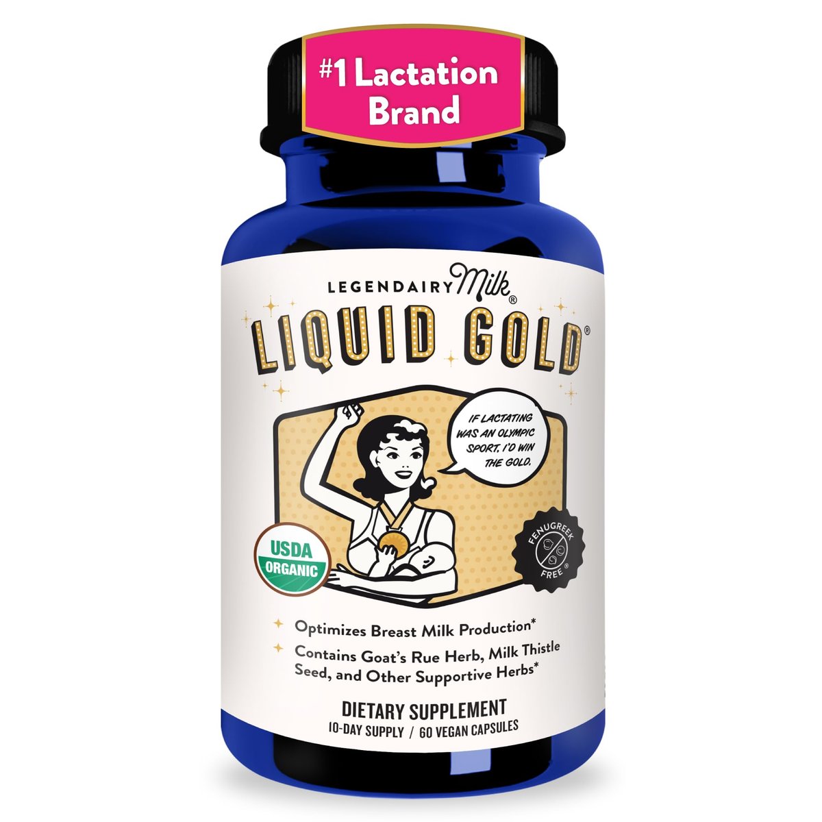 Legendairy Milk Liquid Gold Stillzeit Unterstützung | Stillergänzung mit Bio-Bockshornklee, Mariendistel, Shatavari, Fenchel, Luzerne & Anis | Stillpräparat, 60 Kapseln
