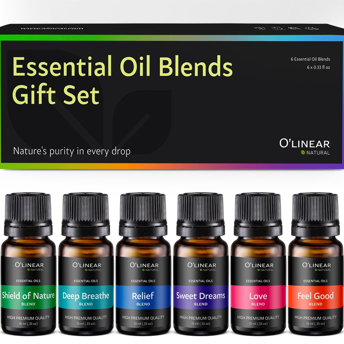 O'linear Ätherische Öle 6er Set - Perfekt für Luftbefeuchter und Diffuser, Aromatherapie Diffuser Öle Düfte, Ätherisches Öl Set für Zuhause, Ätherisches Öl Paket mit Verschiedenen Düften