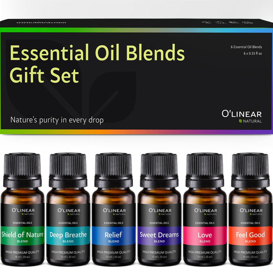 O'linear Ätherische Öle 6er Set - Perfekt für Luftbefeuchter und Diffuser, Aromatherapie Diffuser Öle Düfte, Ätherisches Öl Set für Zuhause, Ätherisches Öl Paket mit Verschiedenen Düften