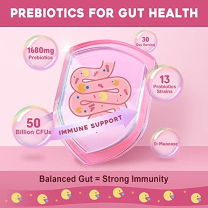 NATURE TARGET Probiotika für Frauen – Probiotisches Pulver mit 50 Milliarden KBE, 13 Stämmen für Verdauungs- und Vaginalgesundheit, Blähungslinderung, 30 Stickpacks