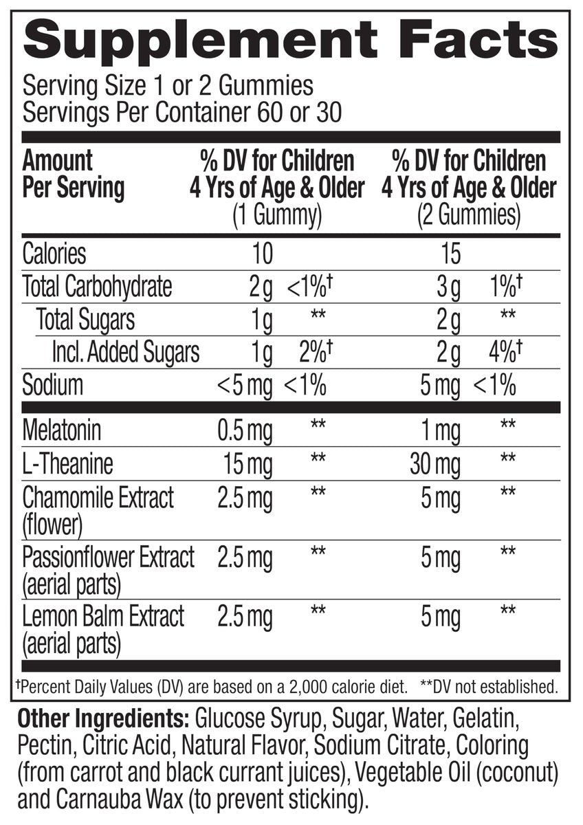 OLLY Kids Sleep Gummy – Melatonin, L-Theanin, Kamille & Melisse für Kinder – Schlafgummis mit Himbeergeschmack – 60 Stück