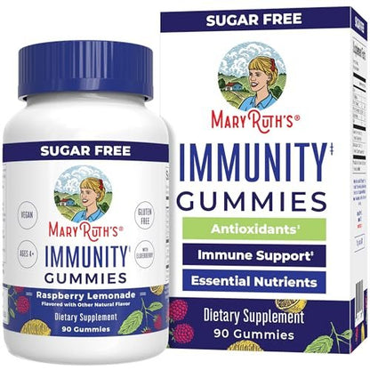 MARYRUTH'S Zuckerfreie Immun-Gummis | Kraftvolle Mischung aus Holunder, Vitamin C & Zink | Vitamin D3 & Echinacea | Immununterstützung für Kinder & Erwachsene | Vegan & Nicht-GVO | 90 Stück