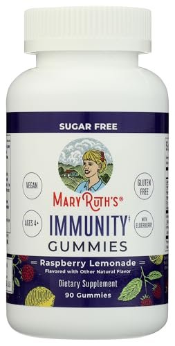 MARYRUTH'S Zuckerfreie Immun-Gummis | Kraftvolle Mischung aus Holunder, Vitamin C & Zink | Vitamin D3 & Echinacea | Immununterstützung für Kinder & Erwachsene | Vegan & Nicht-GVO | 90 Stück