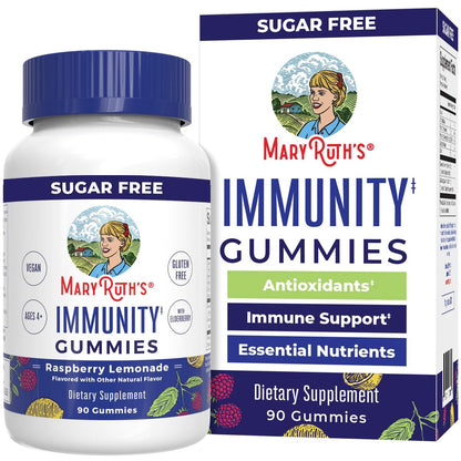 MARYRUTH'S Zuckerfreie Immun-Gummis | Kraftvolle Mischung aus Holunder, Vitamin C & Zink | Vitamin D3 & Echinacea | Immununterstützung für Kinder & Erwachsene | Vegan & Nicht-GVO | 90 Stück