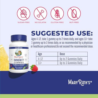 MARYRUTH'S Zuckerfreie Immun-Gummis | Kraftvolle Mischung aus Holunder, Vitamin C & Zink | Vitamin D3 & Echinacea | Immununterstützung für Kinder & Erwachsene | Vegan & Nicht-GVO | 90 Stück