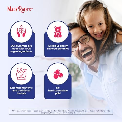 MARYRUTH'S Zuckerfreie Immun-Gummis | Kraftvolle Mischung aus Holunder, Vitamin C & Zink | Vitamin D3 & Echinacea | Immununterstützung für Kinder & Erwachsene | Vegan & Nicht-GVO | 90 Stück