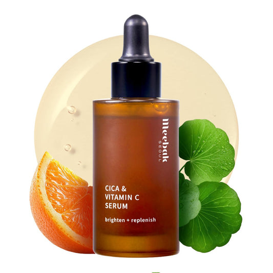 Meebak Korean Vitamin C Serum | Strahlendes Gesichtsserum | Beruhigende Formel mit Centella Asiatica, Panthenol & Adenosin für leuchtende Haut | Leichte tägliche Formel