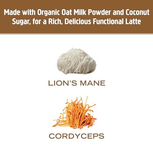 OM MUSHROOM SUPERFOOD Kaffee-Latte-Mischung – Funktionelles Pilzpulver mit Löwenmähne, Cordyceps, Reishi & Chaga – Energie, Fokus & geistige Klarheit – Einzelportionen (10 Beutel)