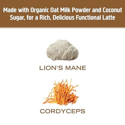 OM MUSHROOM SUPERFOOD Kaffee-Latte-Mischung – Funktionelles Pilzpulver mit Löwenmähne, Cordyceps, Reishi & Chaga – Energie, Fokus & geistige Klarheit – Einzelportionen (10 Beutel)