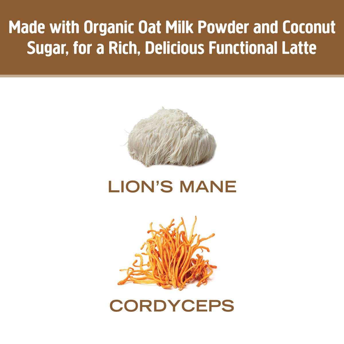OM MUSHROOM SUPERFOOD Kaffee-Latte-Mischung – Funktionelles Pilzpulver mit Löwenmähne, Cordyceps, Reishi & Chaga – Energie, Fokus & geistige Klarheit – Einzelportionen (10 Beutel)