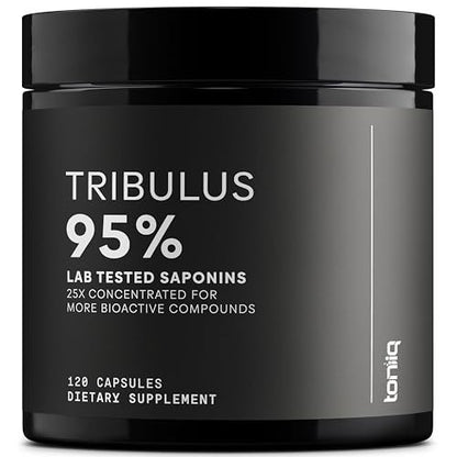 Toniiq Tribulus Terrestris für Männer – Hochdosierter 25:1 Extrakt mit 95 % Saponinen – 1300 mg reine & konzentrierte Formel – Laborgeprüft auf Reinheit & Qualität – 120 Kapseln