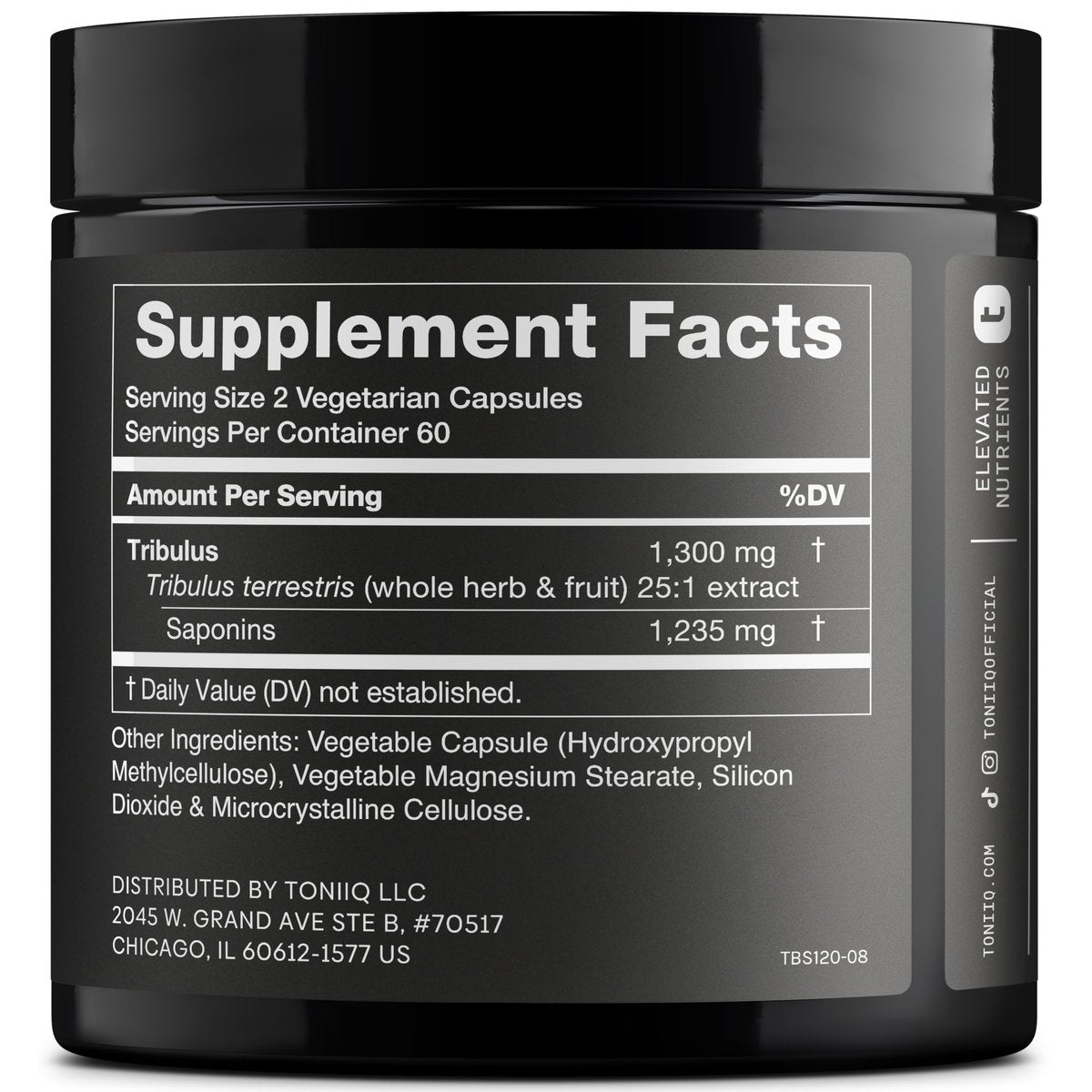 Toniiq Tribulus Terrestris für Männer – Hochdosierter 25:1 Extrakt mit 95 % Saponinen – 1300 mg reine & konzentrierte Formel – Laborgeprüft auf Reinheit & Qualität – 120 Kapseln