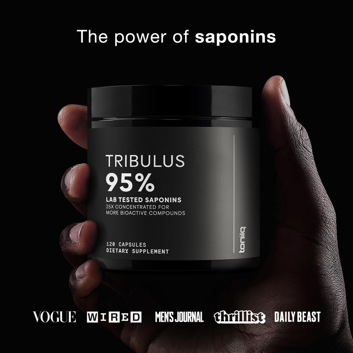 Toniiq Tribulus Terrestris für Männer – Hochdosierter 25:1 Extrakt mit 95 % Saponinen – 1300 mg reine & konzentrierte Formel – Laborgeprüft auf Reinheit & Qualität – 120 Kapseln