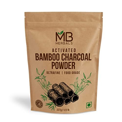 MB Herbals Aktivkohlepulver 8 oz (227 Gramm / 0,5 Pfund) | Lebensmittelgeeignetes Bambus-Aktivkohlepulver | Tiefenreinigung & Entgiftung von Haut & Haar | Zutat für Zahnpulver - Verpackung kann variieren