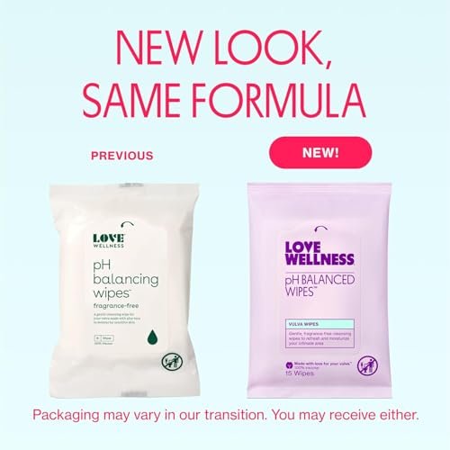 Love Wellness pH-Balance-Feuchttücher für Frauen | Duftfrei | Vulva-Reiniger für ausgeglichenen pH-Wert, Intimgesundheit & Hygiene | Nicht reizend mit Aloe Vera für empfindliche Haut | Reisegröße | 3er-Pack